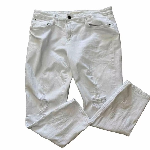 Joes Jeans Sz 29 Jeans White Noelle Slouch High Water Mid Rise Ankle Distressed - Picture 1 of 12